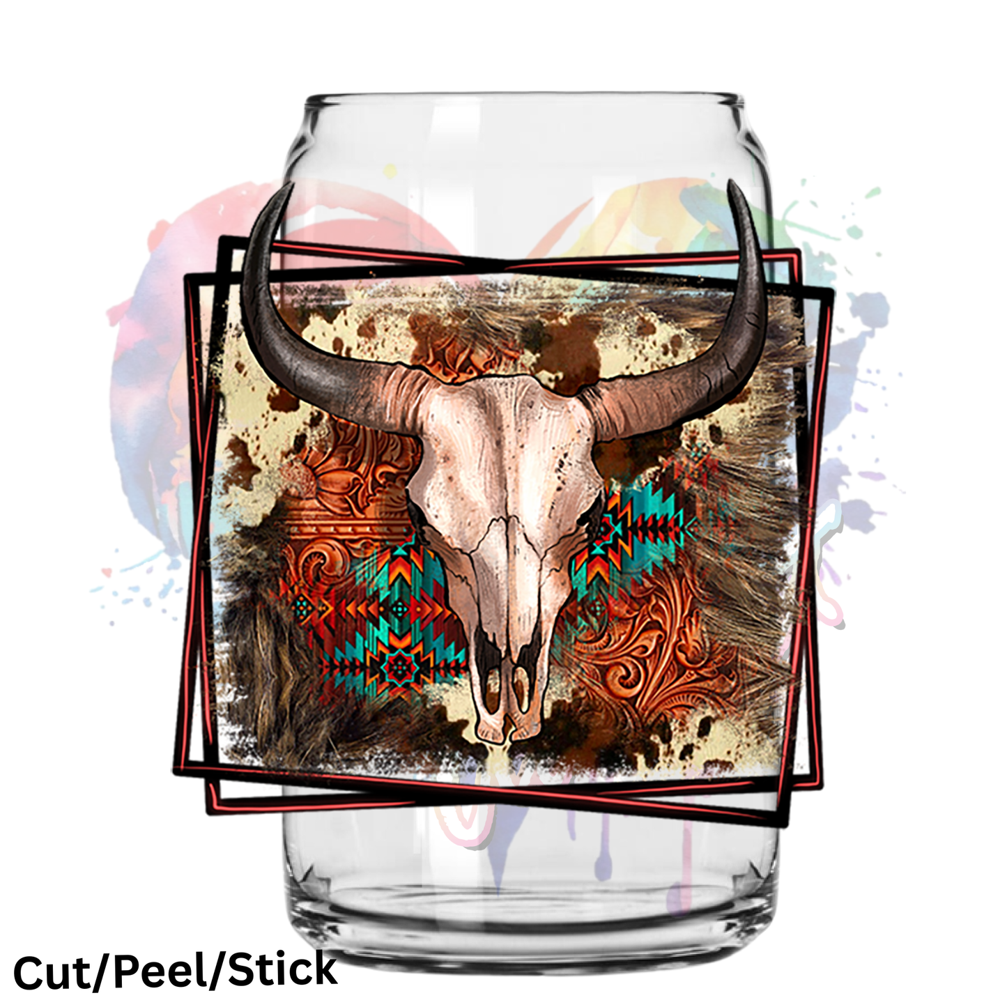 Western Bull Skull UV DTF Decal