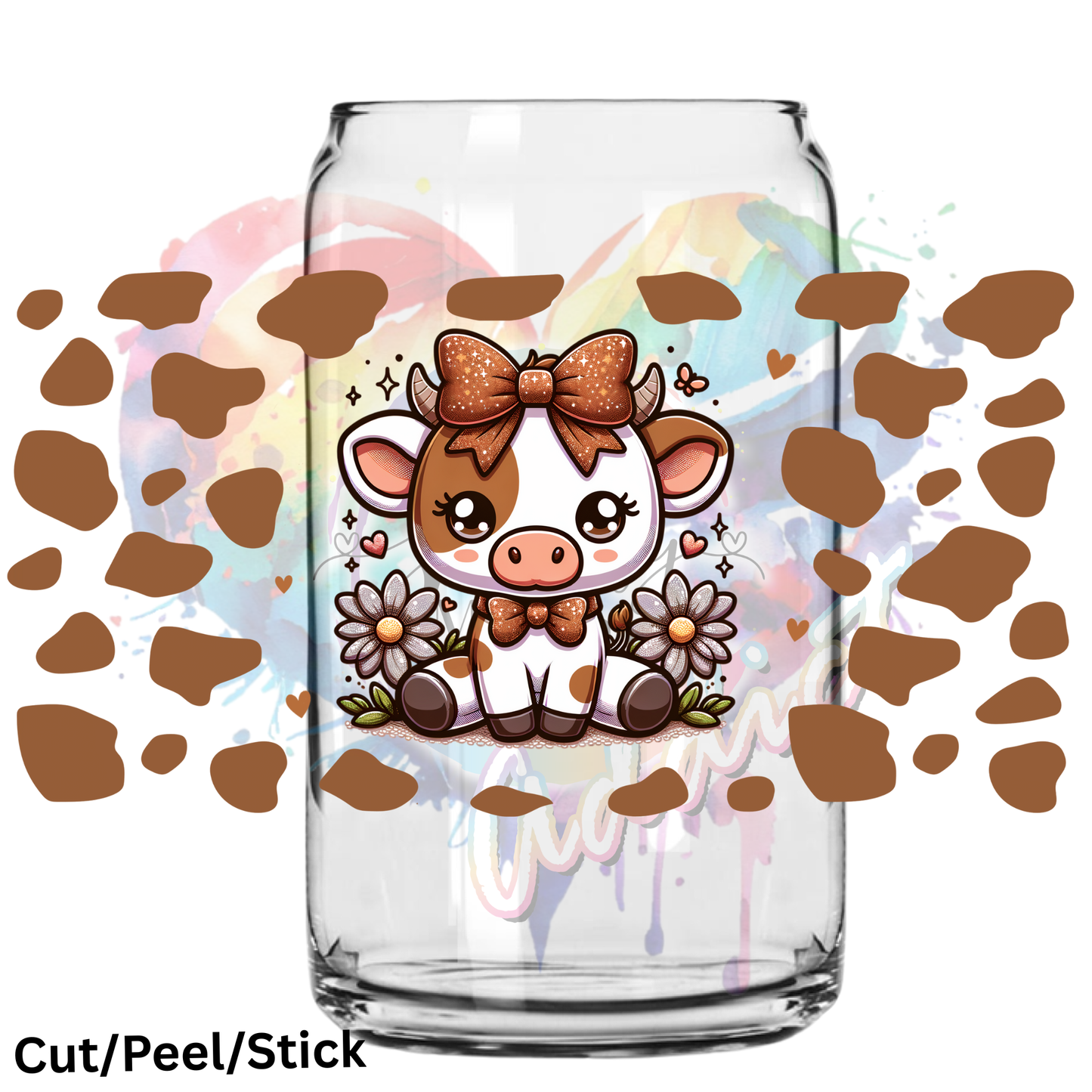 Brown Cow Pattern UV DTF 16 oz Wrap