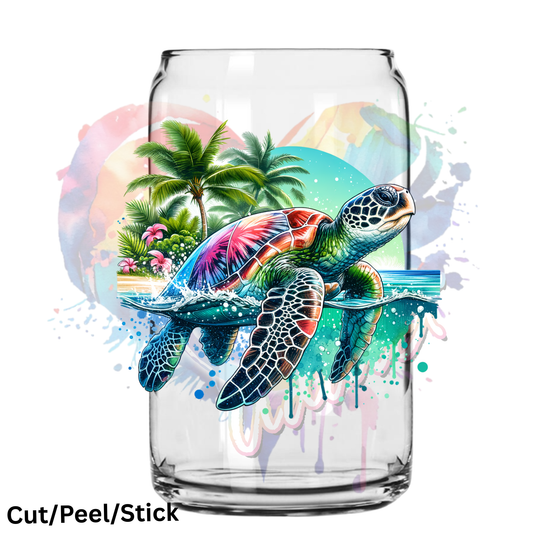 WaterColor Sea Turtle UV DTF Decal