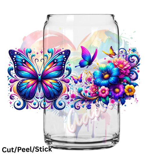 Butterflies Glass Jar UV DTF Wrap
