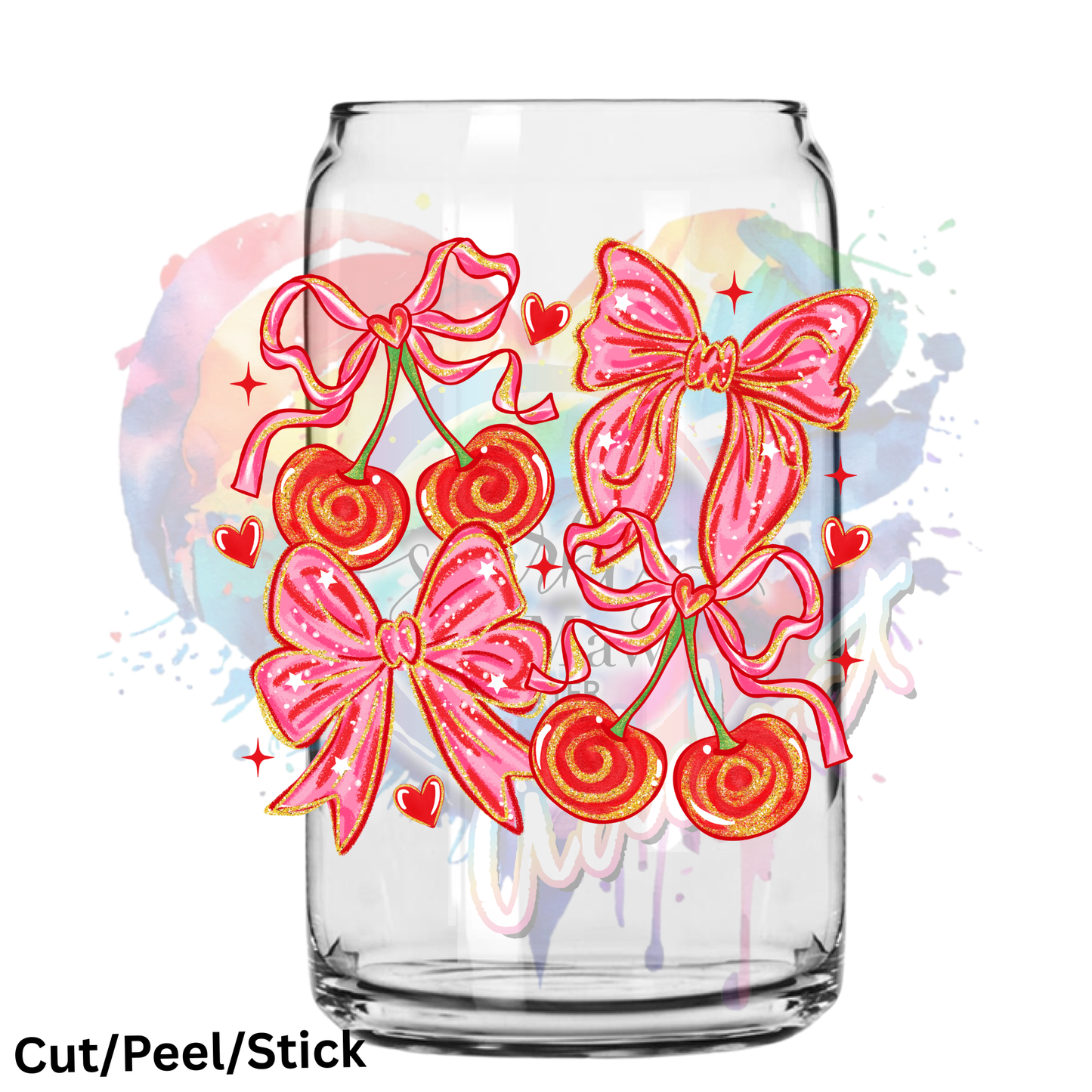 Brushstroke Coquette Cherries UV DTF Decal