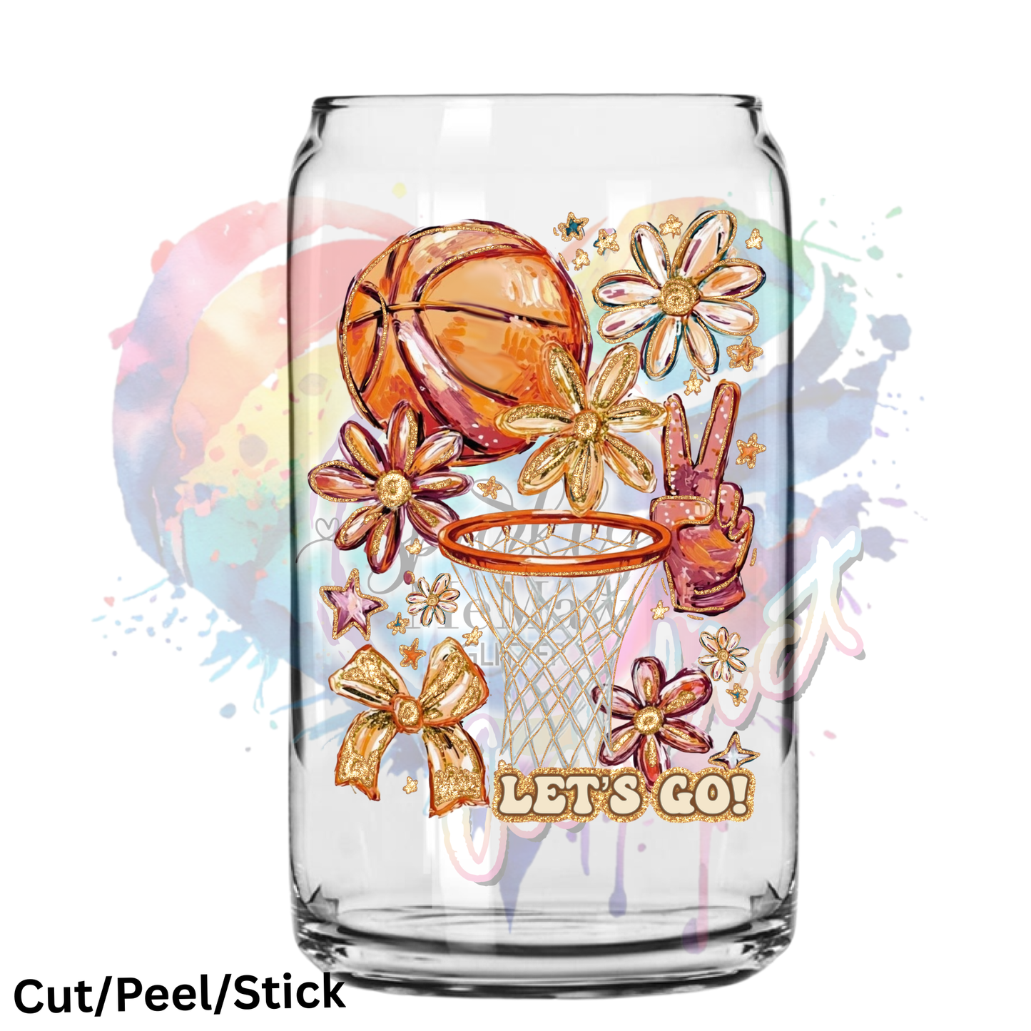 Floral Basketball UV DTF Decal