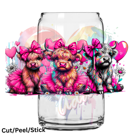 Beautiful Valentine Cows 16 oz UV DTF Wrap