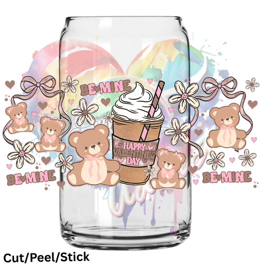 Be Mine Bear 16 oz UV DTF Wrap
