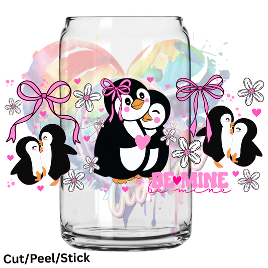Be Mine Penguins 16 oz UV DTF Wrap