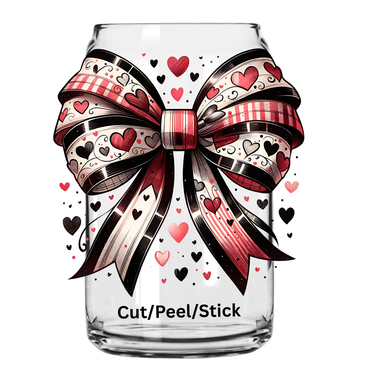 Valentines Day heart Bow UV DTF Decal