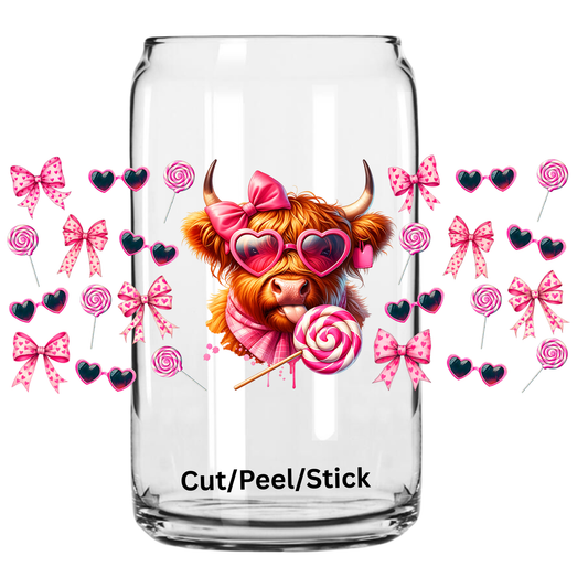 Valentine Funny cow Sucker 16 oz UV DTF Wrap