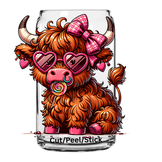 Cute Highland Cow Valentine UV DTF Decal
