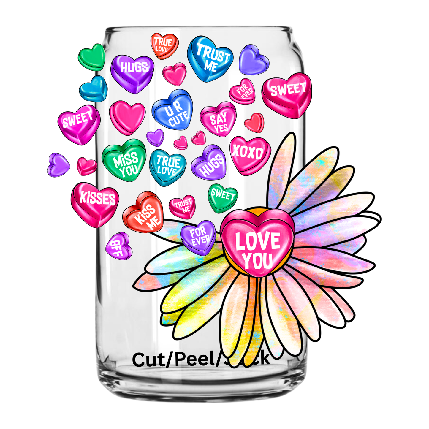 Valentine Flower Love You Sunflower UV DTF Decal