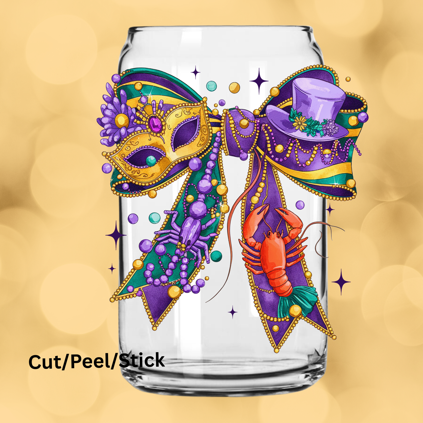 Mardi_gras_coquette_bow UV DTF Decal