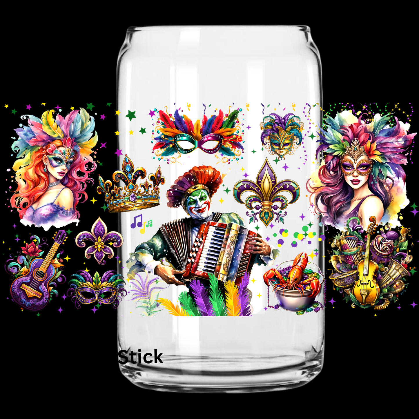 MardiGras 16oz Libbey Glass Can
