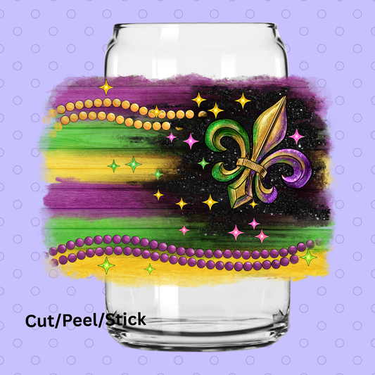 mardi-gras-flag UV DTF Decal (printed in width)