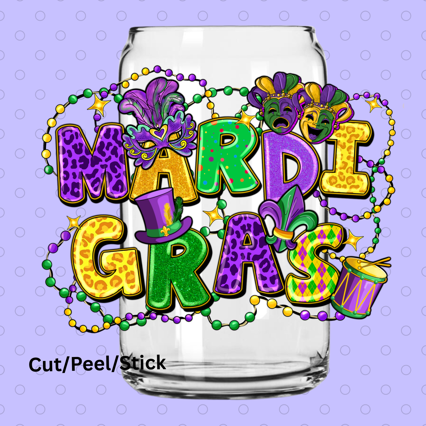 Mardi Gras Western UV DTF Decal
