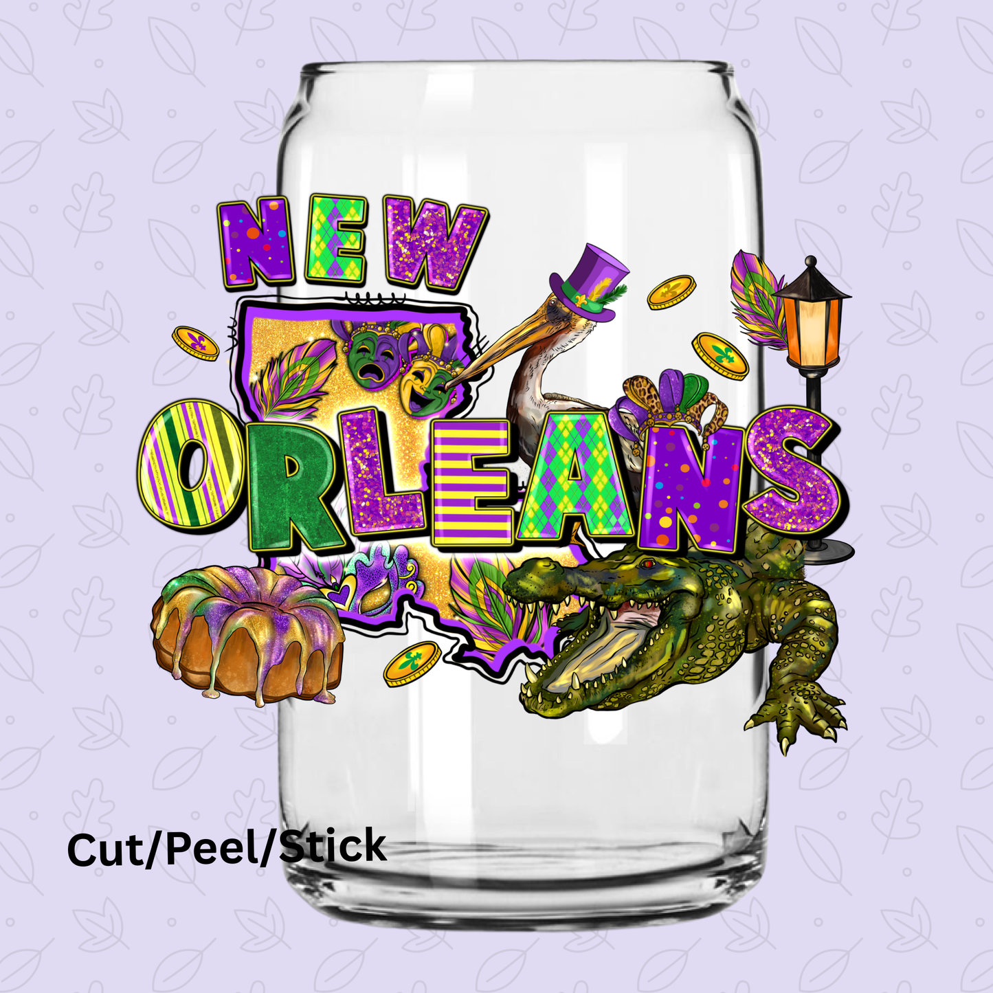 New Orleans Mardi UV DTF Decal