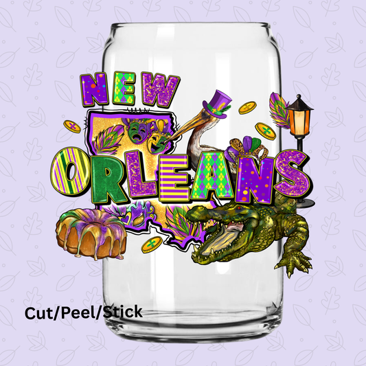 New Orleans Mardi UV DTF Decal