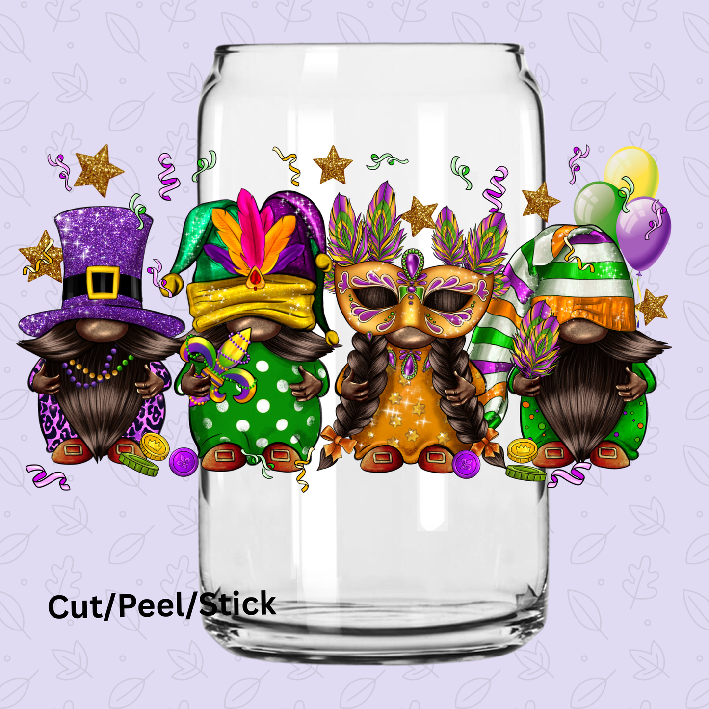 Mardi Gnomes UV DTF Decal