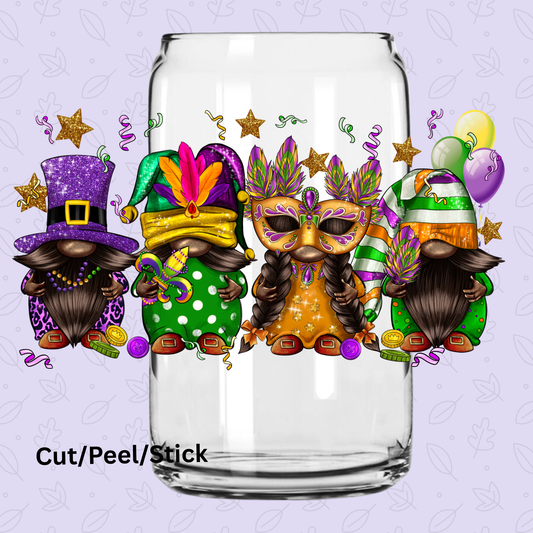 Mardi Gnomes UV DTF Decal