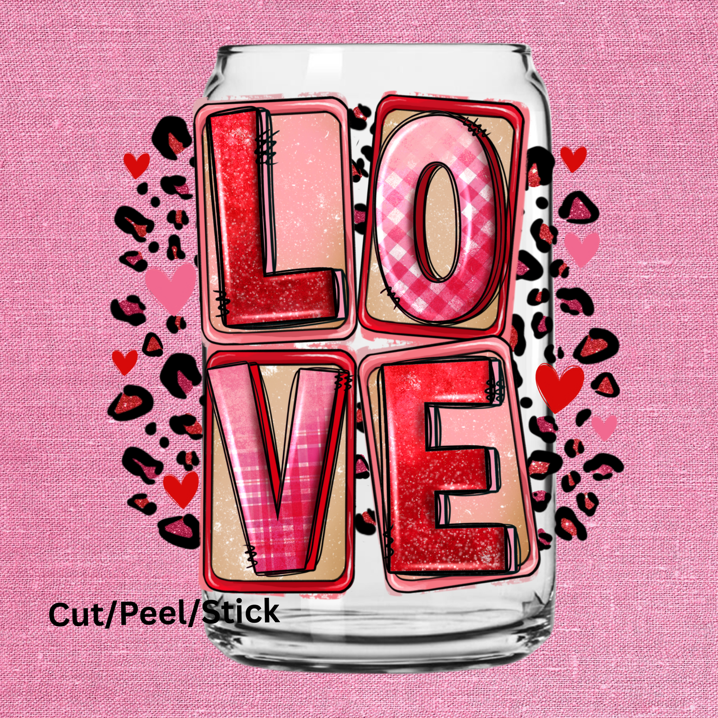 Valentines Day Love Leopard UV DTF Decal