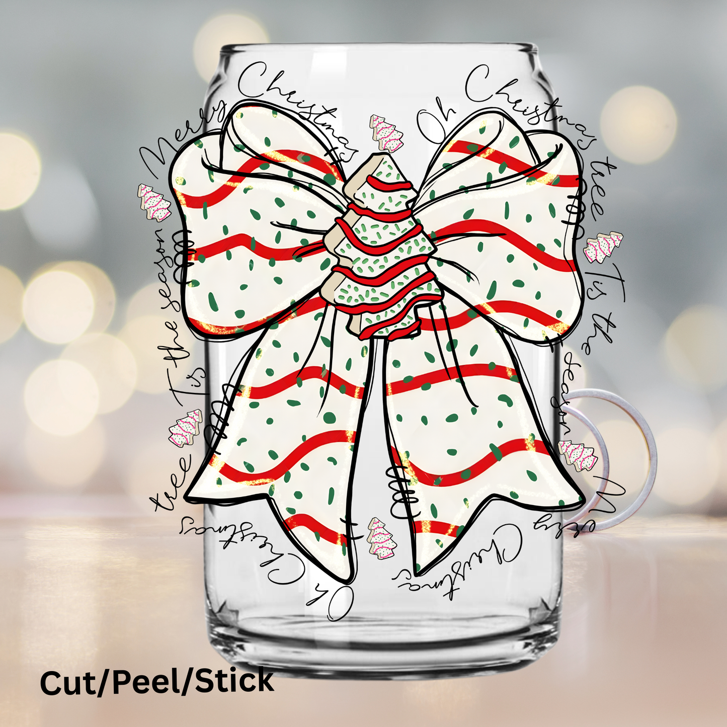 Christmas tree cakes Bow UV DTF Decal