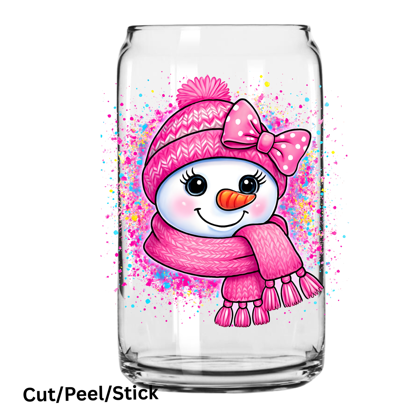 Pink Snowman UV DTF Decal