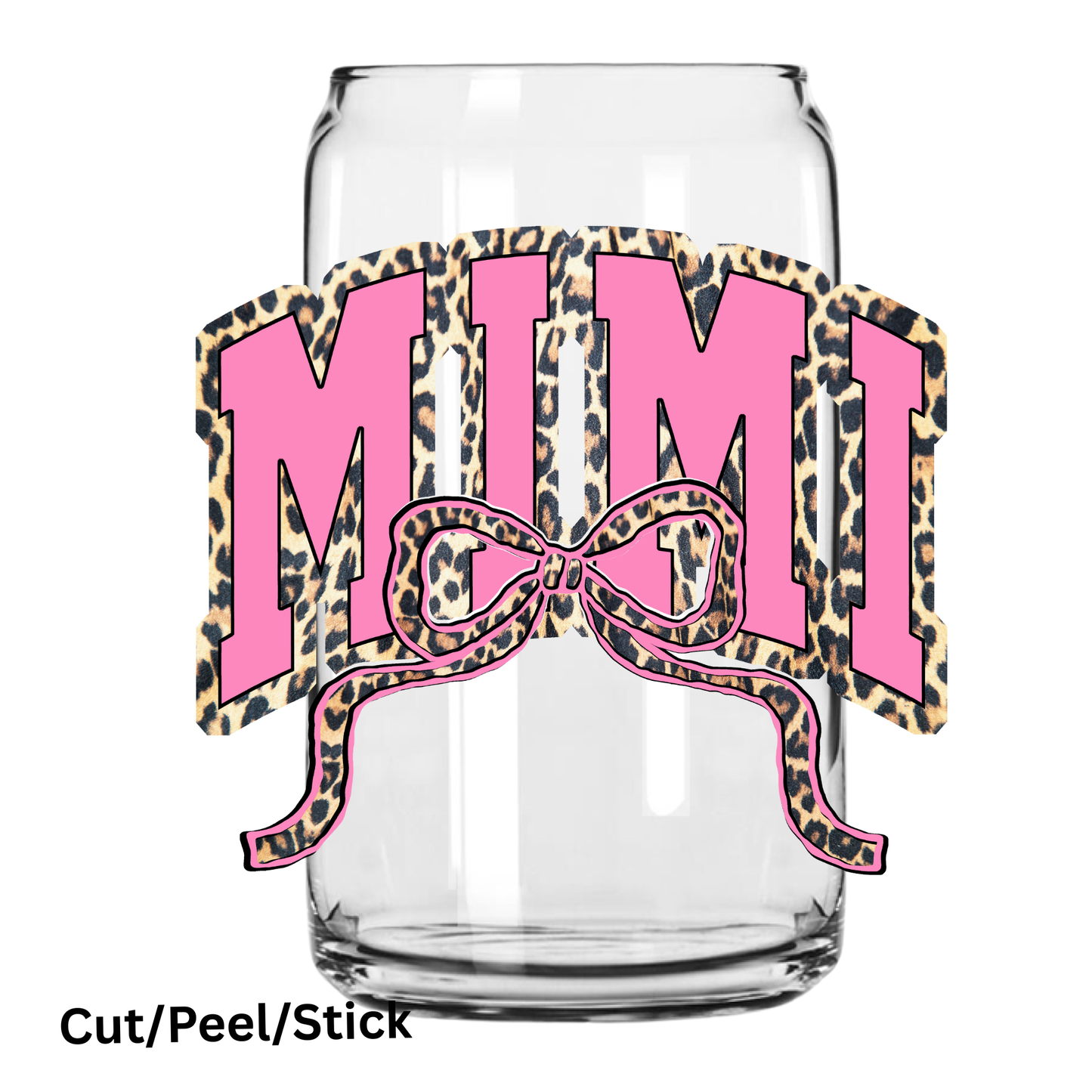 Mimi Leopard print pink UV DTF Decal (printed in width)
