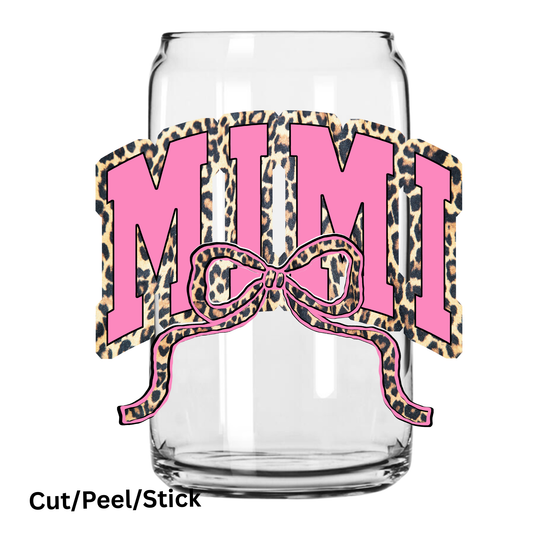 Mimi Leopard print pink UV DTF Decal (printed in width)