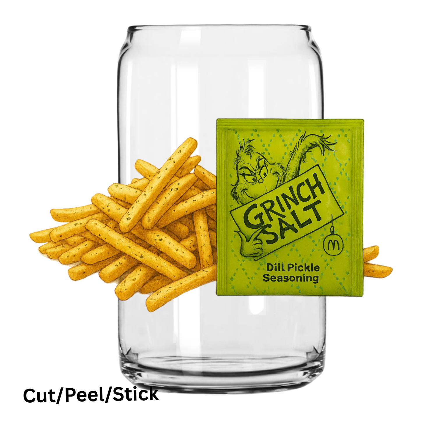 Grinch fries  UV DTF Decal (printed in width)