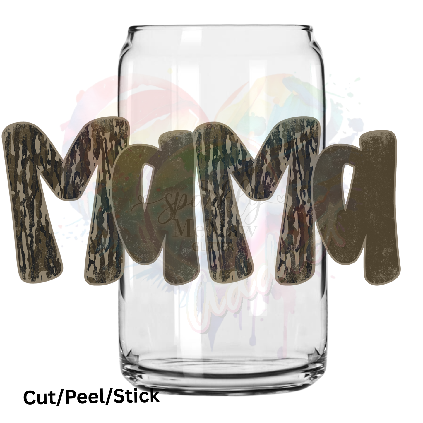 Bottomland camo mama UV DTF Decal (printed in width)