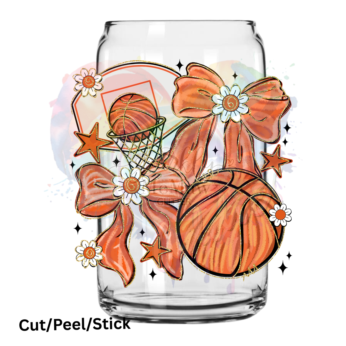 Brushstroke basketball coquette UV DTF Decal