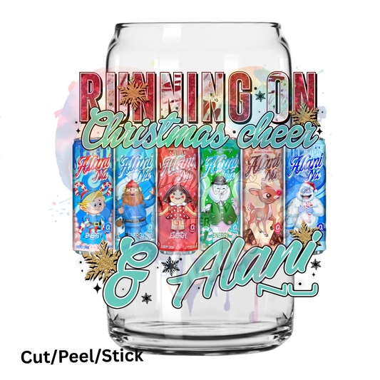 Running on Christmas Cheer UV DTF decal (printed in width)