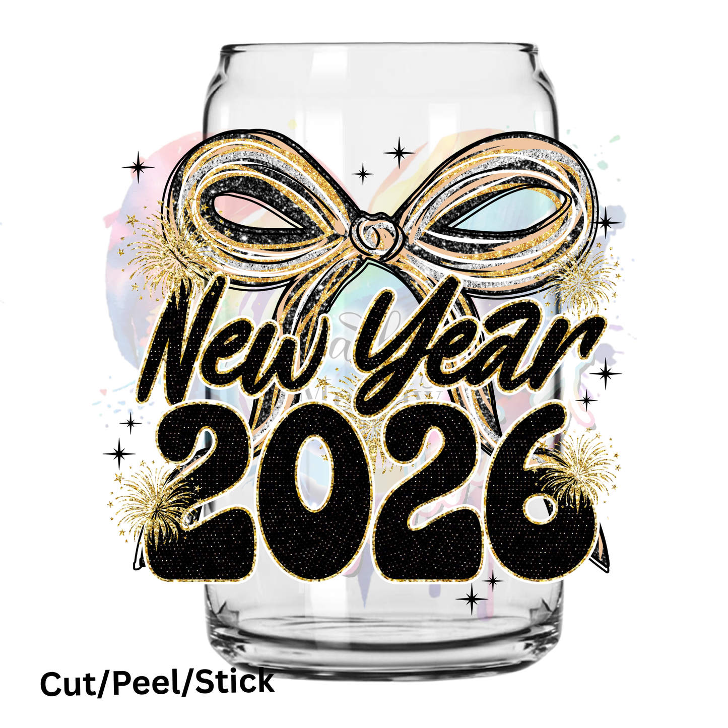 New Year 2026 Bow UV DTF Decal