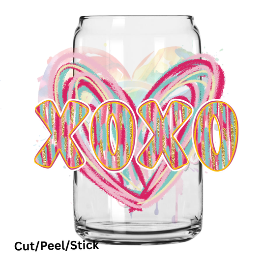 brushstroke xoxo heart UV DTF Decal (printed in width)