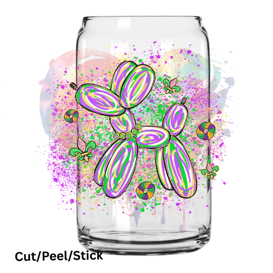 Mardi Gras Balloon Dog UV DTF Decal