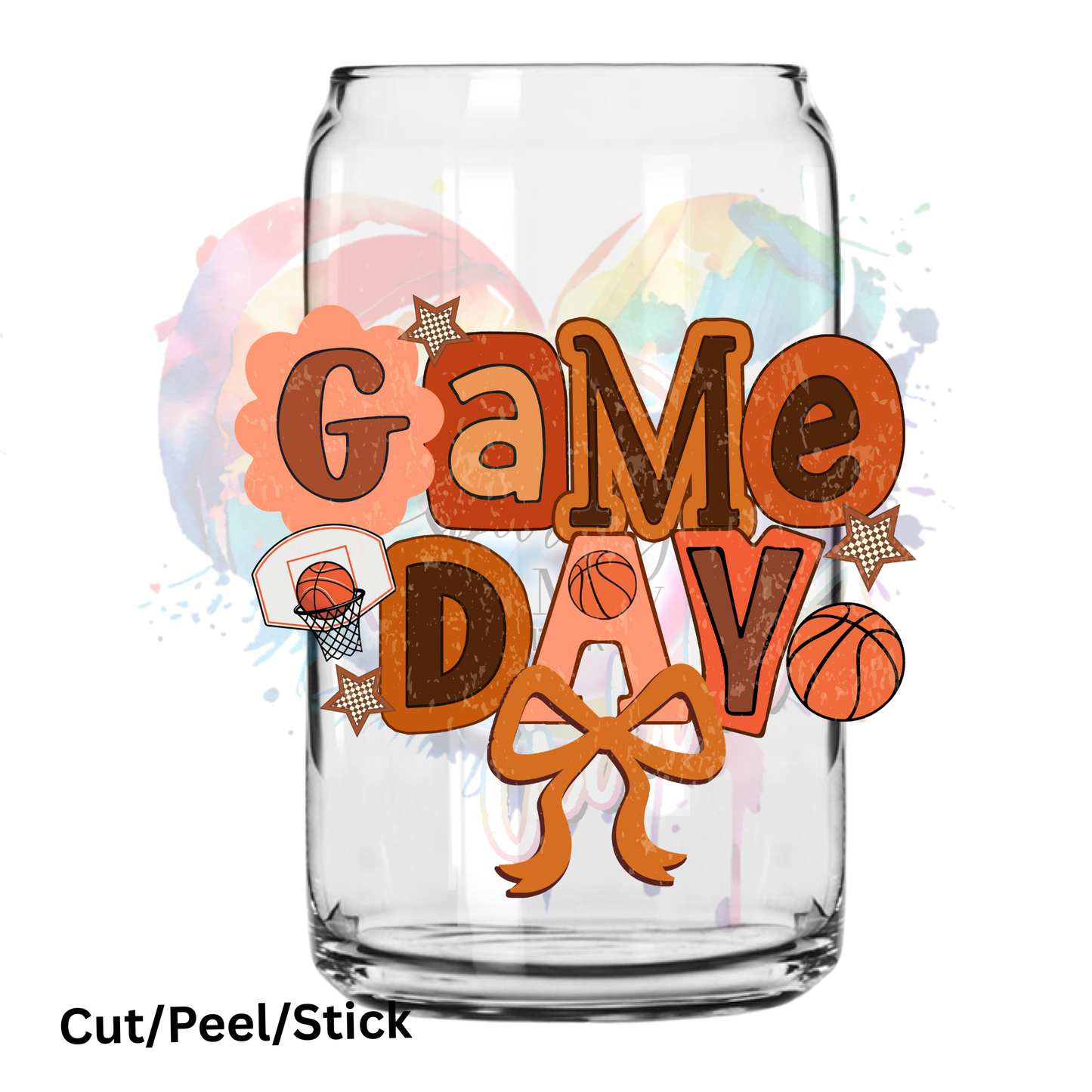 Torn Paper Basketball Game Day UV DTF Decal (printed in width)