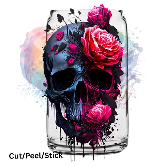 Skull with Roses UV DTF Decal