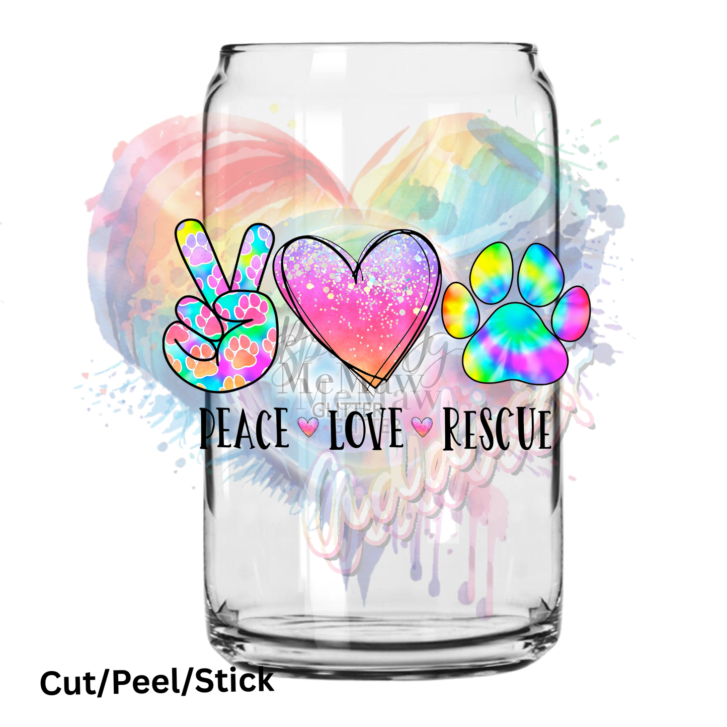 Peace Love Rescue UV DTF Decal (printed in width)