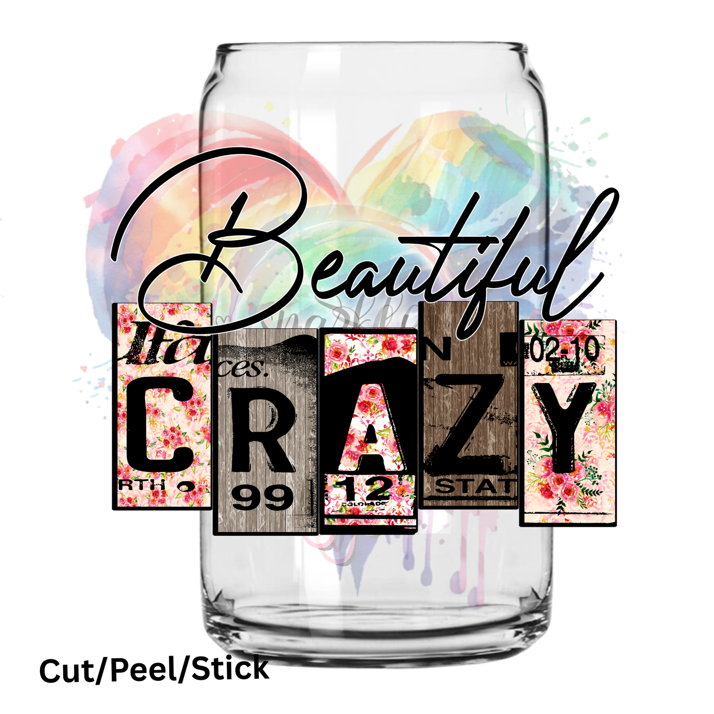 Beautiful Crazy Floral UV DTF Decal (printed in width)