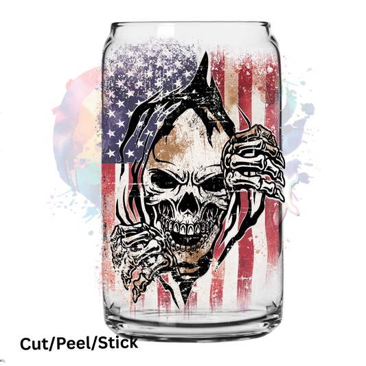 Distressed Skull Flag UV DTF Decal