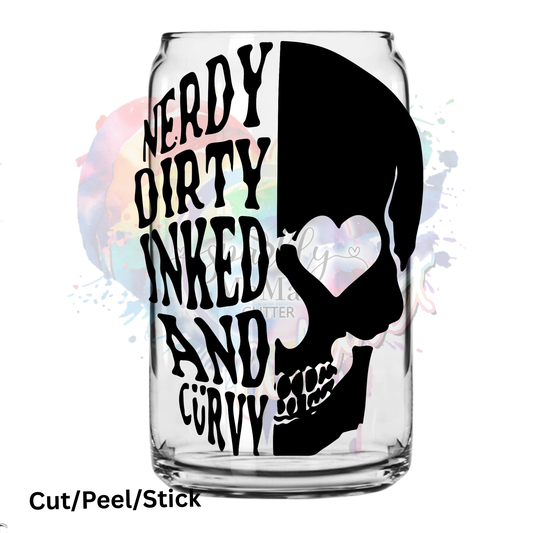 Nerdy Dirty Inked and Curvy UV DTF Decal