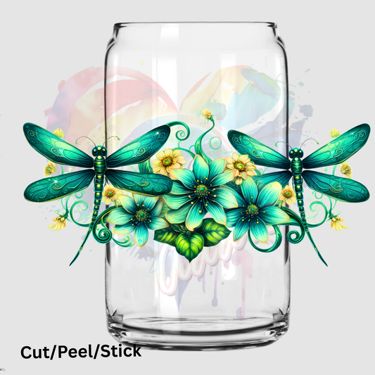 Emerald Dragonfly 16 oz UV DTF Wrap
