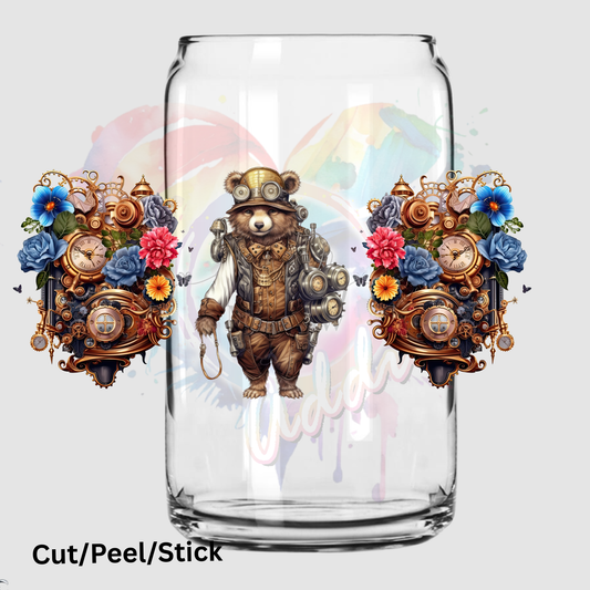 Bear Flower 16oz glass can wrap