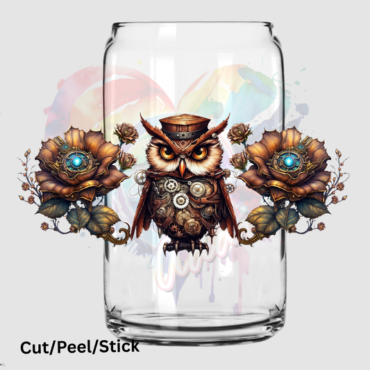 Owl Flower 16oz glass can wrap