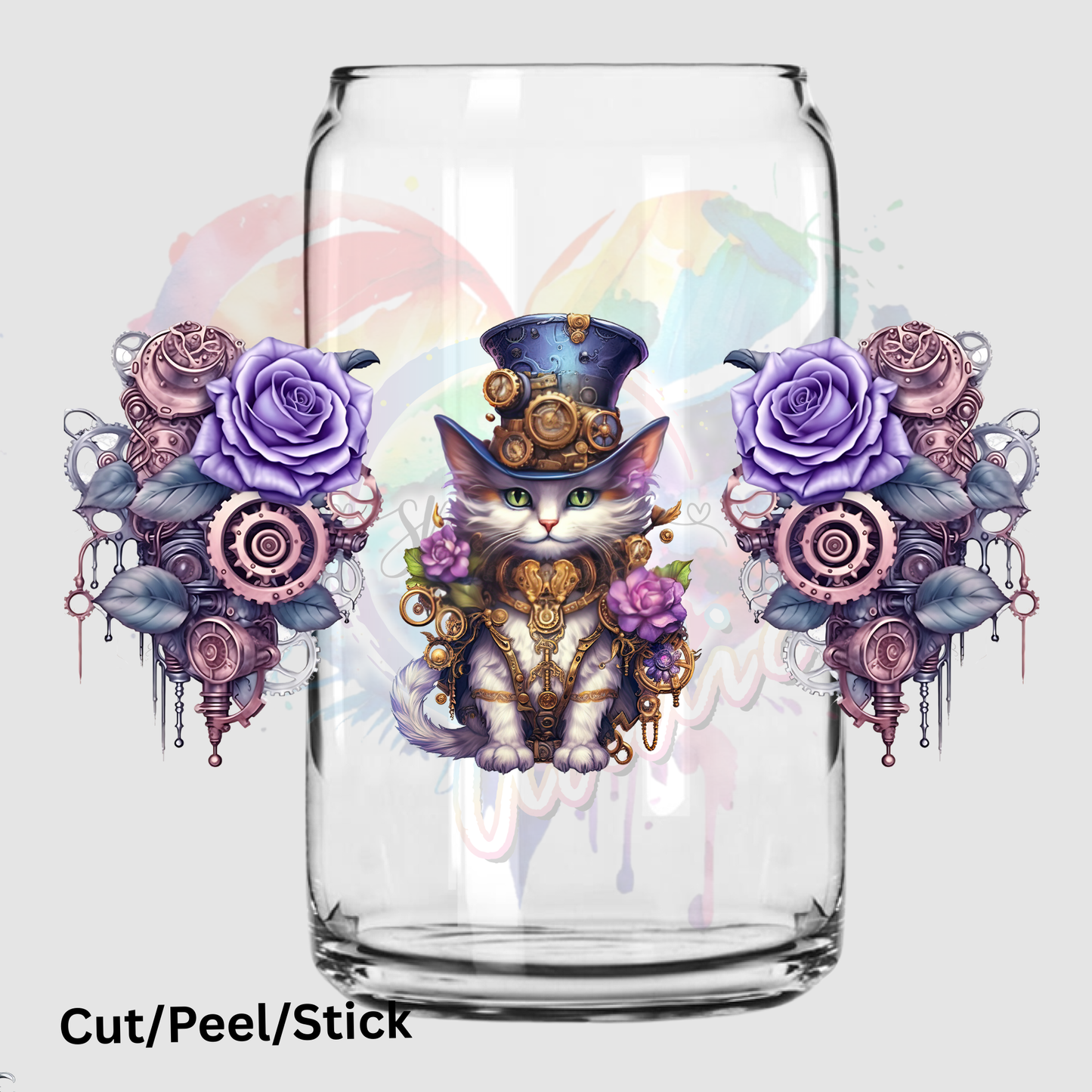 Cat Flower 16oz glass can wrap