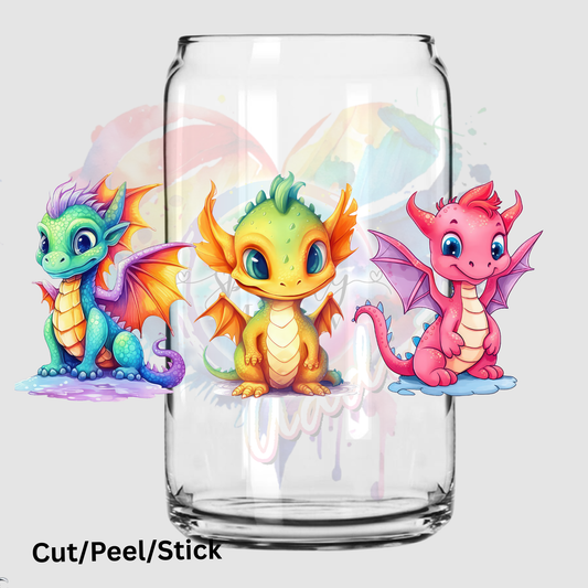 cute dragon 16oz glass can wrap