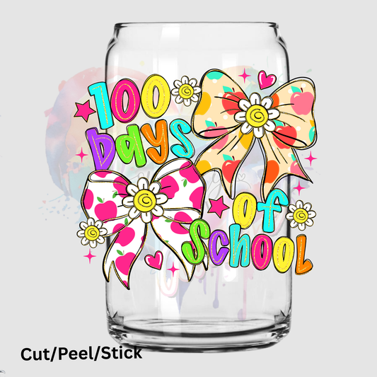 Coquette 100 days of school UV DTF Decal