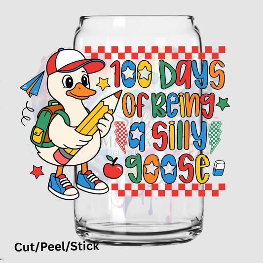 100 days of being a silly goose (boy) UV DTF Decal (printed in width)