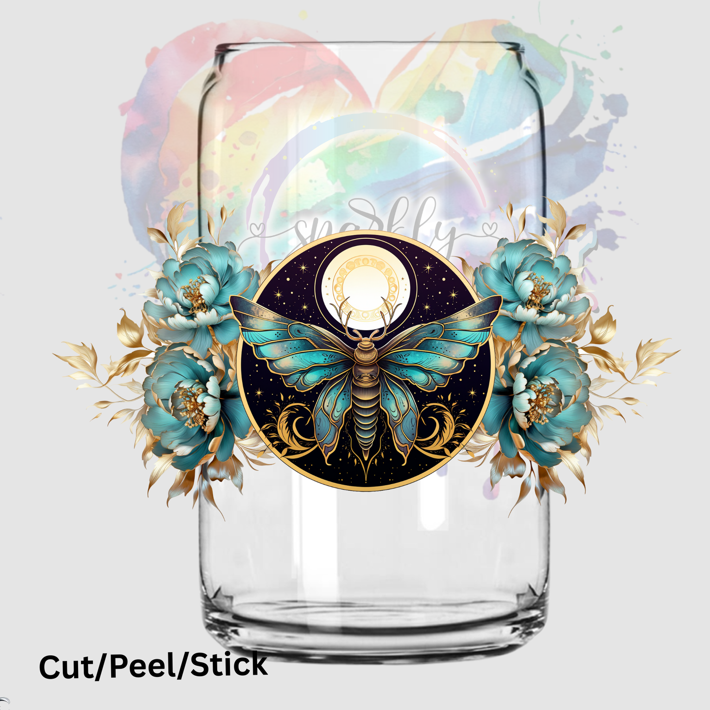 Moth with Flowers 16 oz UV DTF Wrap