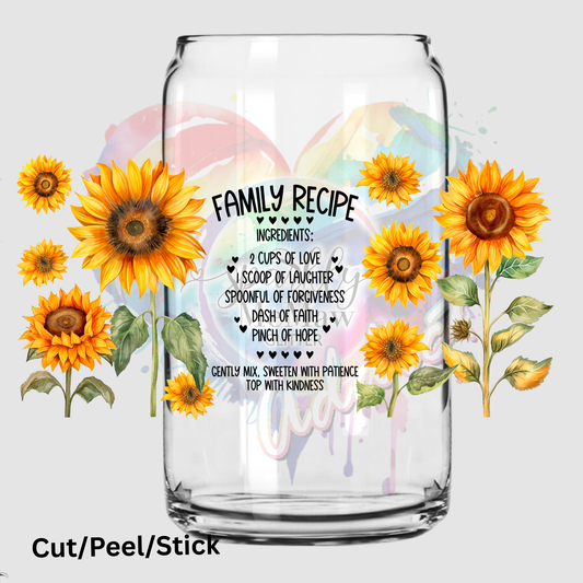 Family  Recipe 16 oz UV DTF Wrap