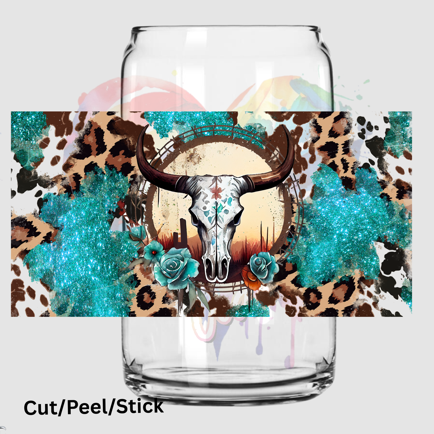 Cow Skull 16 oz UV DTF Wrap
