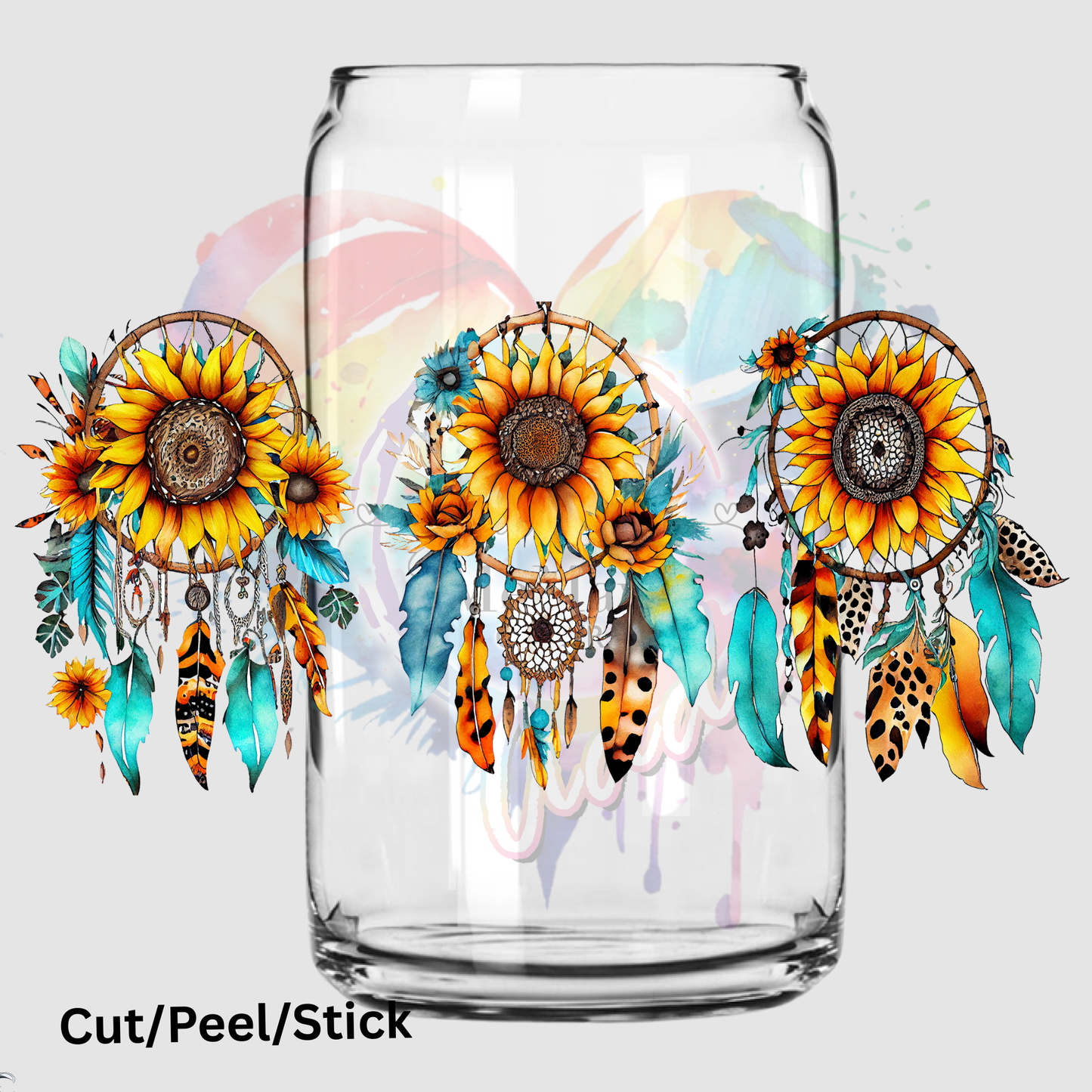 Sunflower Dreamcatchers 16 oz UV DTF Wrap